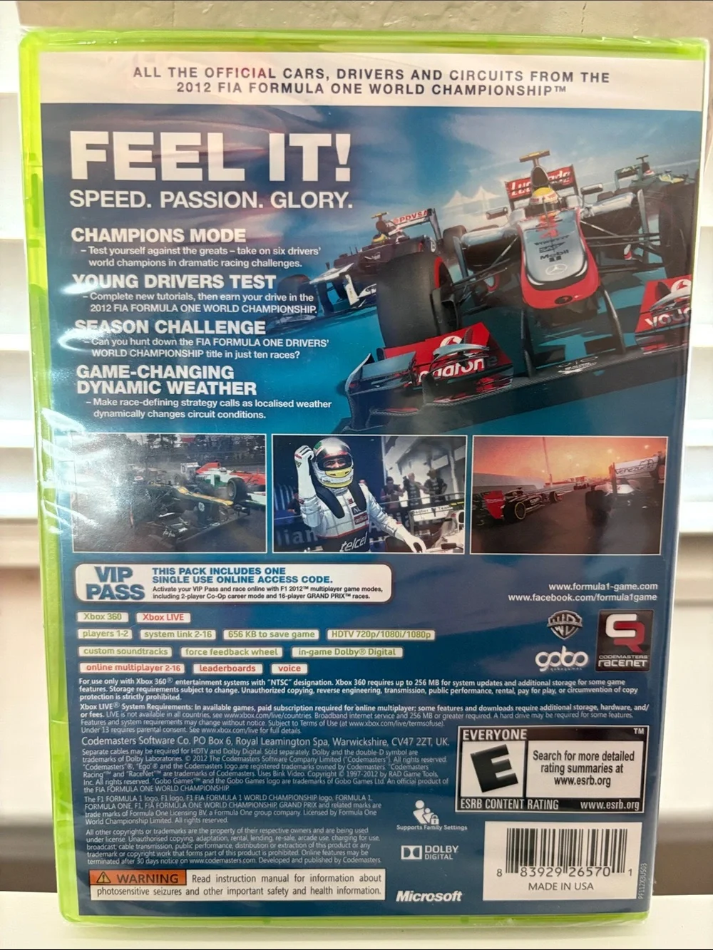 XBOX 360 F1 2012 Racing Game, SEALED